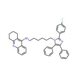 Fc1ccc(-c2nc(-c3ccccc3)c(-c3ccccc3)n2CCCCCCNc2c3c(nc4ccccc24)CCCC3)cc1 ZINC000095586220