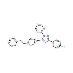 Fc1ccc(-c2nc(C3[C@@H]4CN(CCc5ccccc5)C[C@@H]34)n(-c3ncccn3)n2)cc1 ZINC000205204128