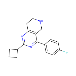 Fc1ccc(-c2nc(C3CCC3)nc3c2CNCC3)cc1 ZINC000029126506