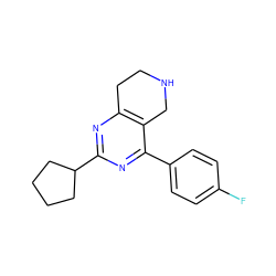 Fc1ccc(-c2nc(C3CCCC3)nc3c2CNCC3)cc1 ZINC000029126541