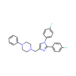 Fc1ccc(-c2nc(CN3CCN(c4ccccc4)CC3)cn2-c2ccc(F)cc2)cc1 ZINC000013491650