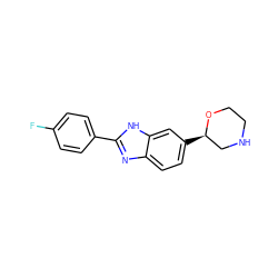 Fc1ccc(-c2nc3ccc([C@@H]4CNCCO4)cc3[nH]2)cc1 ZINC000205122481