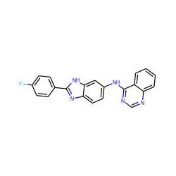 Fc1ccc(-c2nc3ccc(Nc4ncnc5ccccc45)cc3[nH]2)cc1 ZINC000299830665