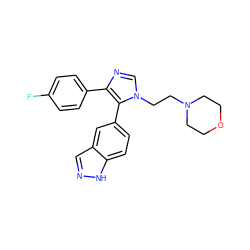 Fc1ccc(-c2ncn(CCN3CCOCC3)c2-c2ccc3[nH]ncc3c2)cc1 ZINC000063298065