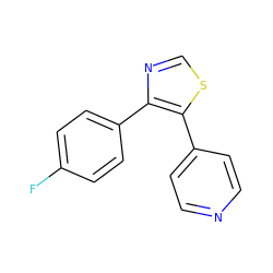 Fc1ccc(-c2ncsc2-c2ccncc2)cc1 ZINC000013444986