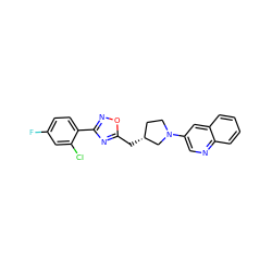 Fc1ccc(-c2noc(C[C@@H]3CCN(c4cnc5ccccc5c4)C3)n2)c(Cl)c1 ZINC000040918525