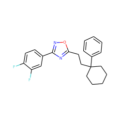 Fc1ccc(-c2noc(CCC3(c4ccccc4)CCCCC3)n2)cc1F ZINC000114755066