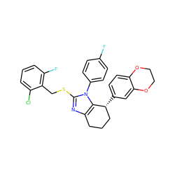 Fc1ccc(-n2c(SCc3c(F)cccc3Cl)nc3c2[C@H](c2ccc4c(c2)OCCO4)CCC3)cc1 ZINC001772584225