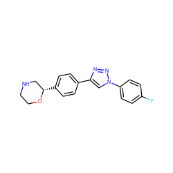 Fc1ccc(-n2cc(-c3ccc([C@H]4CNCCO4)cc3)nn2)cc1 ZINC000205118460