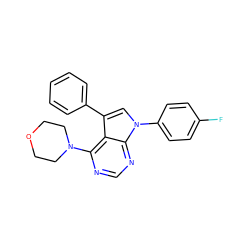 Fc1ccc(-n2cc(-c3ccccc3)c3c(N4CCOCC4)ncnc32)cc1 ZINC000001447524