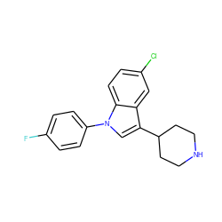 Fc1ccc(-n2cc(C3CCNCC3)c3cc(Cl)ccc32)cc1 ZINC000013452441