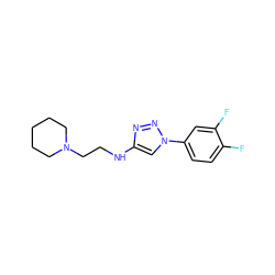 Fc1ccc(-n2cc(NCCN3CCCCC3)nn2)cc1F ZINC000209681561