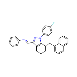 Fc1ccc(-n2nc(/C=N/c3ccccc3)c3c2[C@H](Cc2cccc4ccccc24)CCC3)cc1 ZINC000026574312