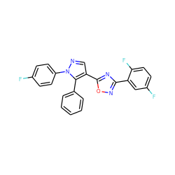 Fc1ccc(-n2ncc(-c3nc(-c4cc(F)ccc4F)no3)c2-c2ccccc2)cc1 ZINC000114561397