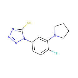 Fc1ccc(-n2nnnc2S)cc1N1CCCC1 ZINC000018204377