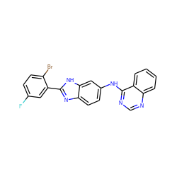 Fc1ccc(Br)c(-c2nc3ccc(Nc4ncnc5ccccc45)cc3[nH]2)c1 ZINC000299830736