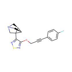 Fc1ccc(C#CCOc2nsnc2C23CN4C[C@H]2[C@H]3C4)cc1 ZINC000001545780