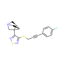 Fc1ccc(C#CCSc2nsnc2C23CN4C[C@H]2[C@H]3C4)cc1 ZINC000013798029