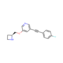 Fc1ccc(C#Cc2cncc(OC[C@@H]3CCN3)c2)cc1 ZINC000103281538