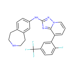 Fc1ccc(C(F)(F)F)cc1-c1cccn2nc(Nc3ccc4c(c3)CCNCC4)nc12 ZINC000096169775