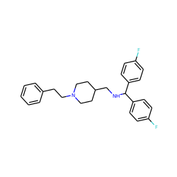 Fc1ccc(C(NCC2CCN(CCc3ccccc3)CC2)c2ccc(F)cc2)cc1 ZINC000013862280