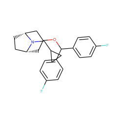 Fc1ccc(C(OC2C[C@@H]3CC[C@H](C2)N3CC2CC2)c2ccc(F)cc2)cc1 ZINC000013776233