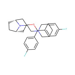 Fc1ccc(C(OC2C[C@@H]3CC[C@H](C2)N3CCN2CCCCC2)c2ccc(F)cc2)cc1 ZINC001772620020