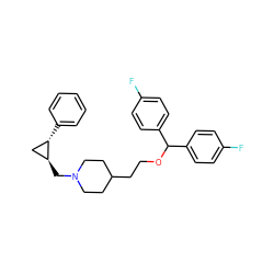 Fc1ccc(C(OCCC2CCN(C[C@H]3C[C@@H]3c3ccccc3)CC2)c2ccc(F)cc2)cc1 ZINC000013683696