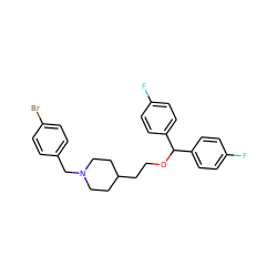 Fc1ccc(C(OCCC2CCN(Cc3ccc(Br)cc3)CC2)c2ccc(F)cc2)cc1 ZINC000013494209