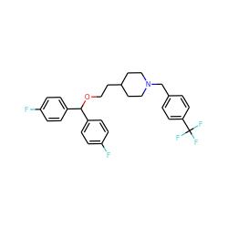 Fc1ccc(C(OCCC2CCN(Cc3ccc(C(F)(F)F)cc3)CC2)c2ccc(F)cc2)cc1 ZINC000013494211