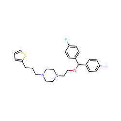 Fc1ccc(C(OCCN2CCN(CCCc3cccs3)CC2)c2ccc(F)cc2)cc1 ZINC000022938576