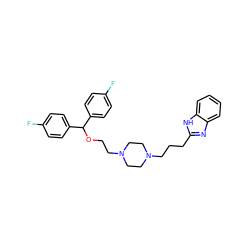 Fc1ccc(C(OCCN2CCN(CCCc3nc4ccccc4[nH]3)CC2)c2ccc(F)cc2)cc1 ZINC000022938663