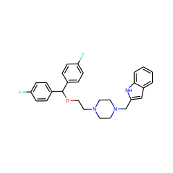 Fc1ccc(C(OCCN2CCN(Cc3cc4ccccc4[nH]3)CC2)c2ccc(F)cc2)cc1 ZINC000022938633