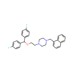 Fc1ccc(C(OCCN2CCN(Cc3cccc4ccccc34)CC2)c2ccc(F)cc2)cc1 ZINC000022938676