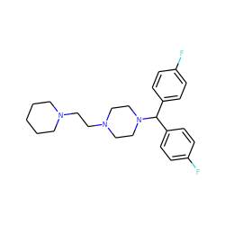 Fc1ccc(C(c2ccc(F)cc2)N2CCN(CCN3CCCCC3)CC2)cc1 ZINC000036286986