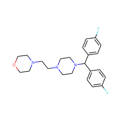 Fc1ccc(C(c2ccc(F)cc2)N2CCN(CCN3CCOCC3)CC2)cc1 ZINC000036286982