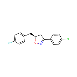 Fc1ccc(C[C@H]2CC(c3ccc(Cl)cc3)=NO2)cc1 ZINC000095583130