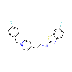 Fc1ccc(C[n+]2ccc(CCNc3nc4ccc(F)cc4s3)cc2)cc1 ZINC001772657146
