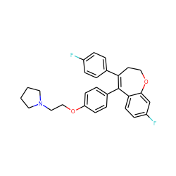 Fc1ccc(C2=C(c3ccc(OCCN4CCCC4)cc3)c3ccc(F)cc3OCC2)cc1 ZINC000040394265