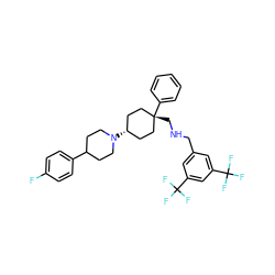 Fc1ccc(C2CCN([C@H]3CC[C@@](CNCc4cc(C(F)(F)F)cc(C(F)(F)F)c4)(c4ccccc4)CC3)CC2)cc1 ZINC000103022636