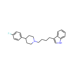 Fc1ccc(C2CCN(CCCCc3c[nH]c4ccccc34)CC2)cc1 ZINC000013741507