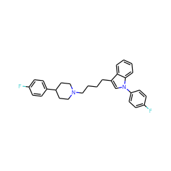 Fc1ccc(C2CCN(CCCCc3cn(-c4ccc(F)cc4)c4ccccc34)CC2)cc1 ZINC000001542665