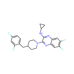 Fc1ccc(CC2CCN(c3nc4cc(F)c(F)cc4nc3NC3CC3)CC2)c(F)c1 ZINC000144379331