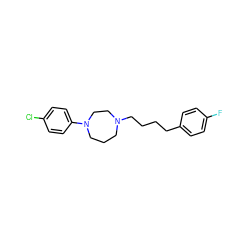 Fc1ccc(CCCCN2CCCN(c3ccc(Cl)cc3)CC2)cc1 ZINC000073197118