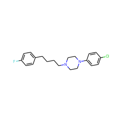 Fc1ccc(CCCCN2CCN(c3ccc(Cl)cc3)CC2)cc1 ZINC000073240518