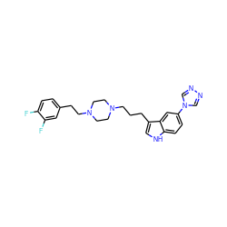 Fc1ccc(CCN2CCN(CCCc3c[nH]c4ccc(-n5cnnc5)cc34)CC2)cc1F ZINC000022446259