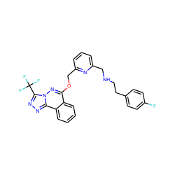 Fc1ccc(CCNCc2cccc(COc3nn4c(C(F)(F)F)nnc4c4ccccc34)n2)cc1 ZINC000026499475