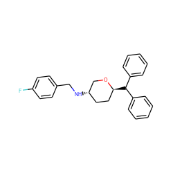 Fc1ccc(CN[C@H]2CC[C@H](C(c3ccccc3)c3ccccc3)OC2)cc1 ZINC000013489687