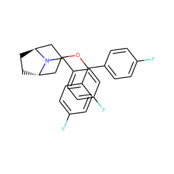 Fc1ccc(CN2[C@H]3CC[C@H]2CC(OC(c2ccc(F)cc2)c2ccc(F)cc2)C3)cc1 ZINC000100758554