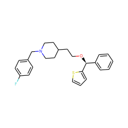 Fc1ccc(CN2CCC(CCO[C@@H](c3ccccc3)c3cccs3)CC2)cc1 ZINC000013760766